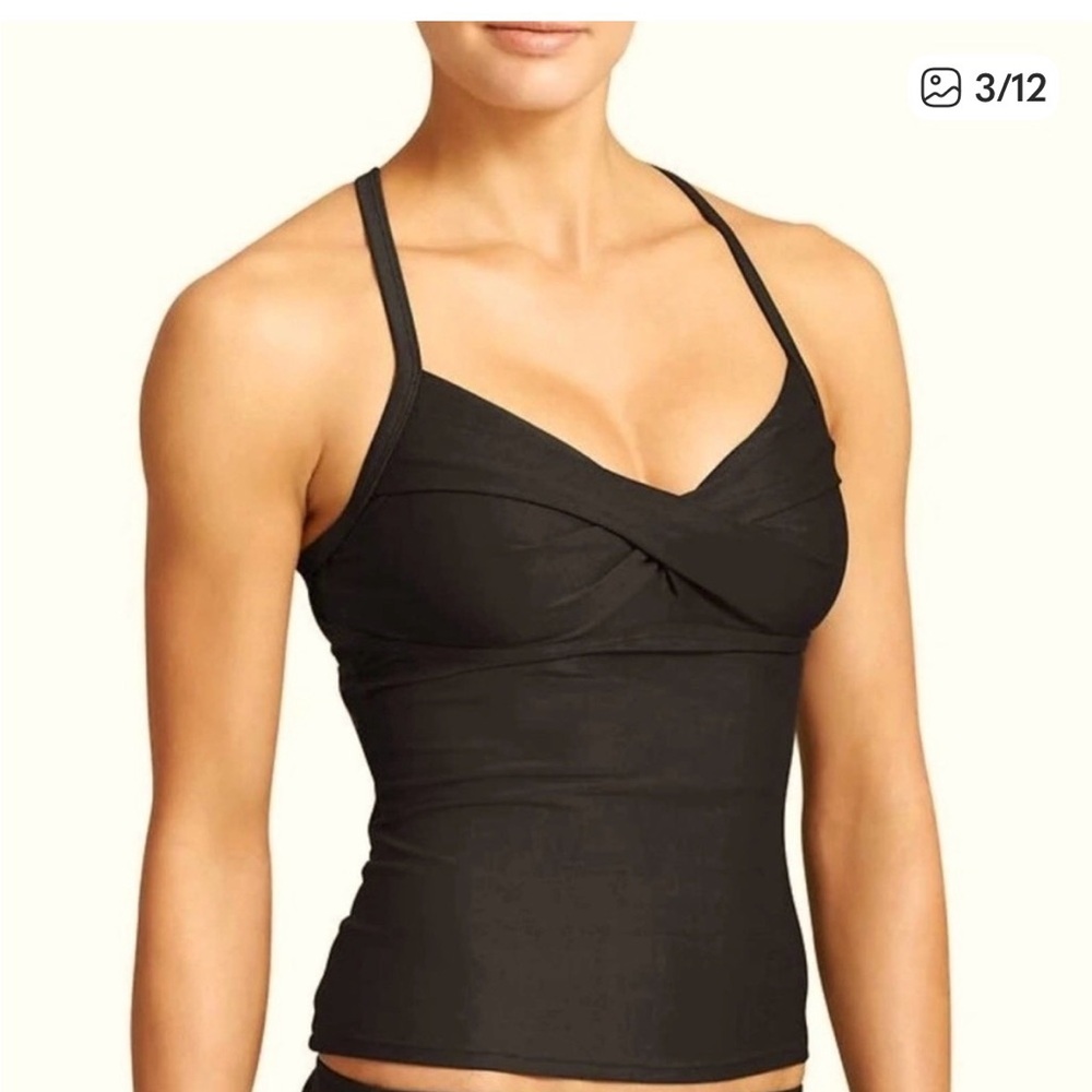 ATHLETA Black Twister Tankini Swim Top